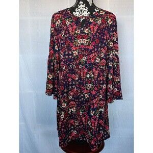 Madison Leigh Women Blue Casual Shirred Waist Floral‎ Tunic Dress Size 12